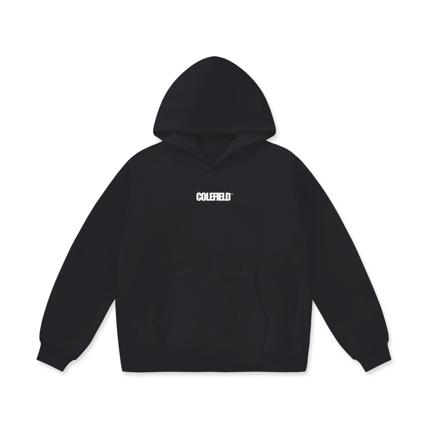 COLEFIELD Archive 004 black heavyweight hoodie front view center chest logo