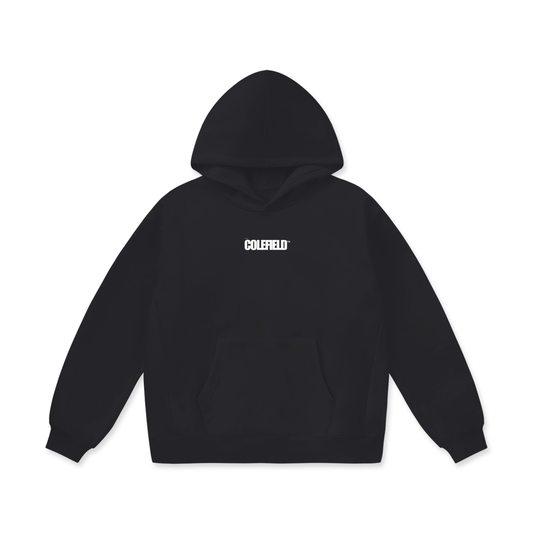 COLEFIELD Archive 004 black heavyweight hoodie front view center chest logo