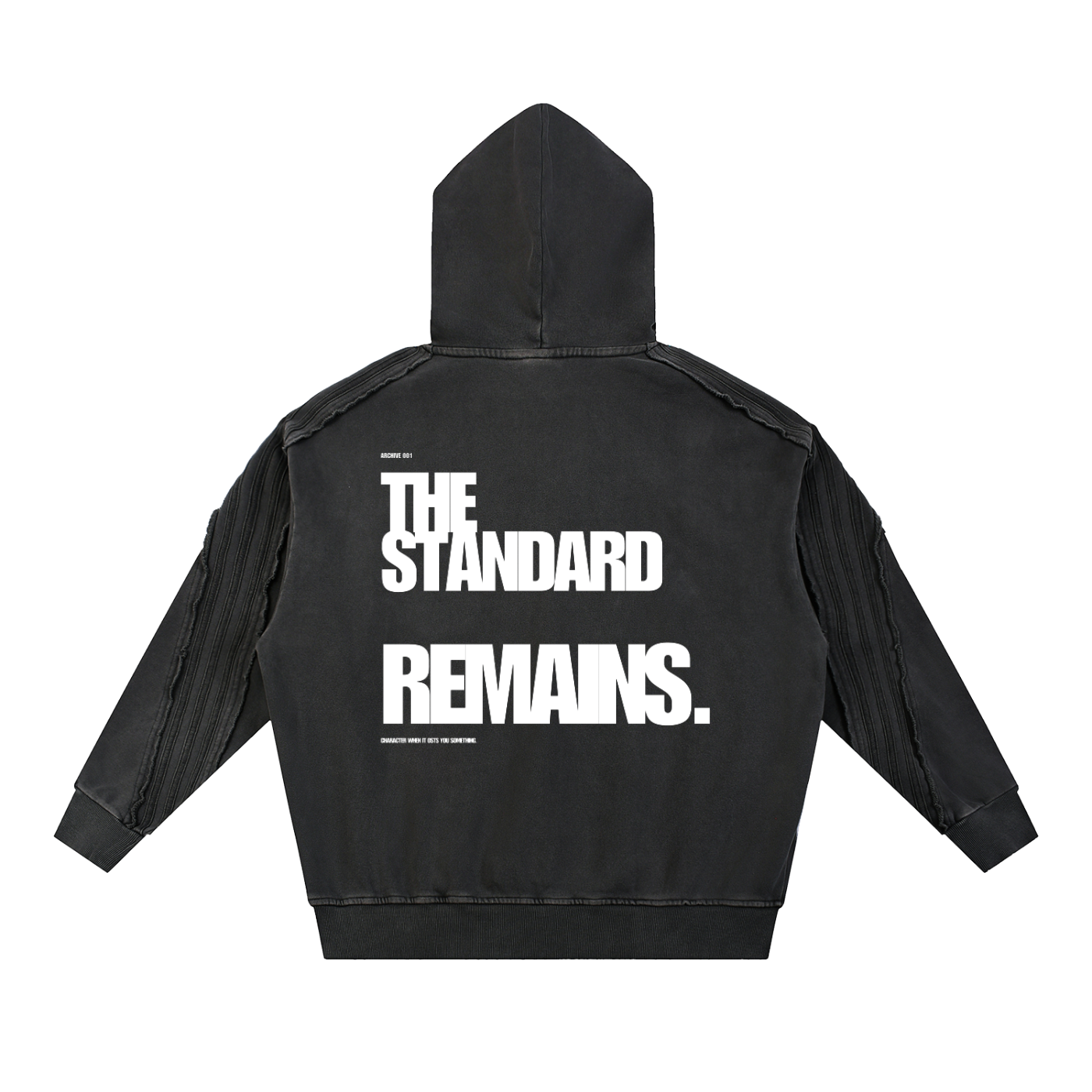 COLEFIELD Archive 001 black oversized hoodie back The Standard Remains graphic